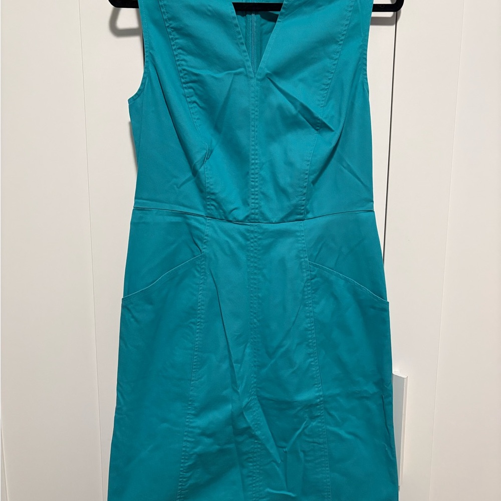 Boden Helena Sleeveless Chino Dress in Turquoise Size US 6L (longer length) - Picture 2 of 7